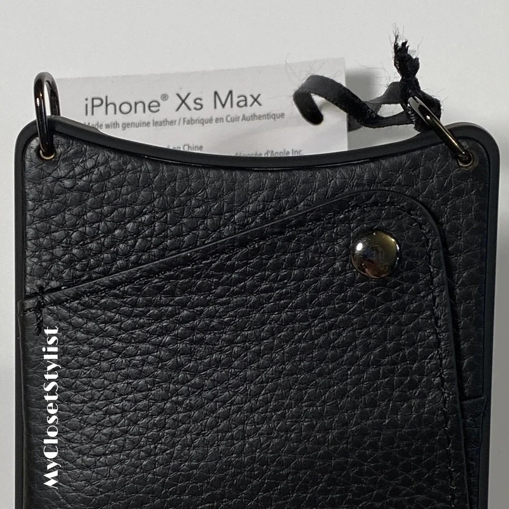 BANDOLIER Black Leather Wallet iPhone XS MAX Crossbody CASE NEW! Pewter Unisex